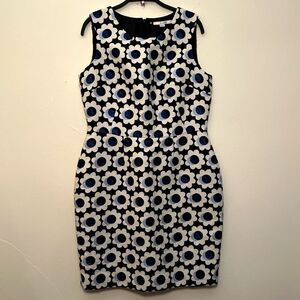 BODEN Harriet Floral Daisy Jacquard Cottage Whimsygoth Sheath Dress, Black- 14